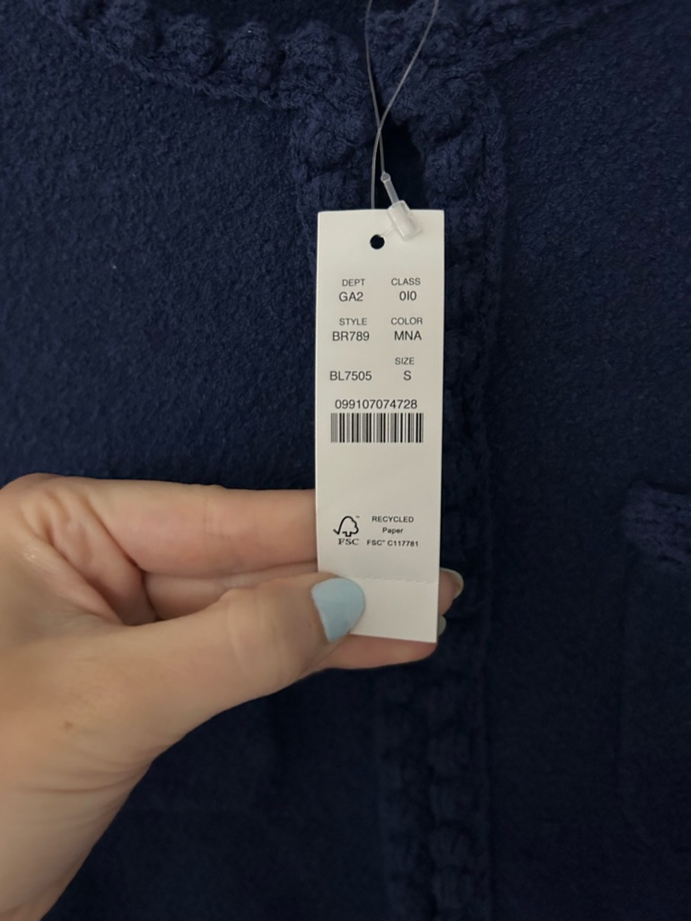 NWT J.Crew Odette Navy Braided Trim Cardigan with Gold Buttons - Picture 5 of 6